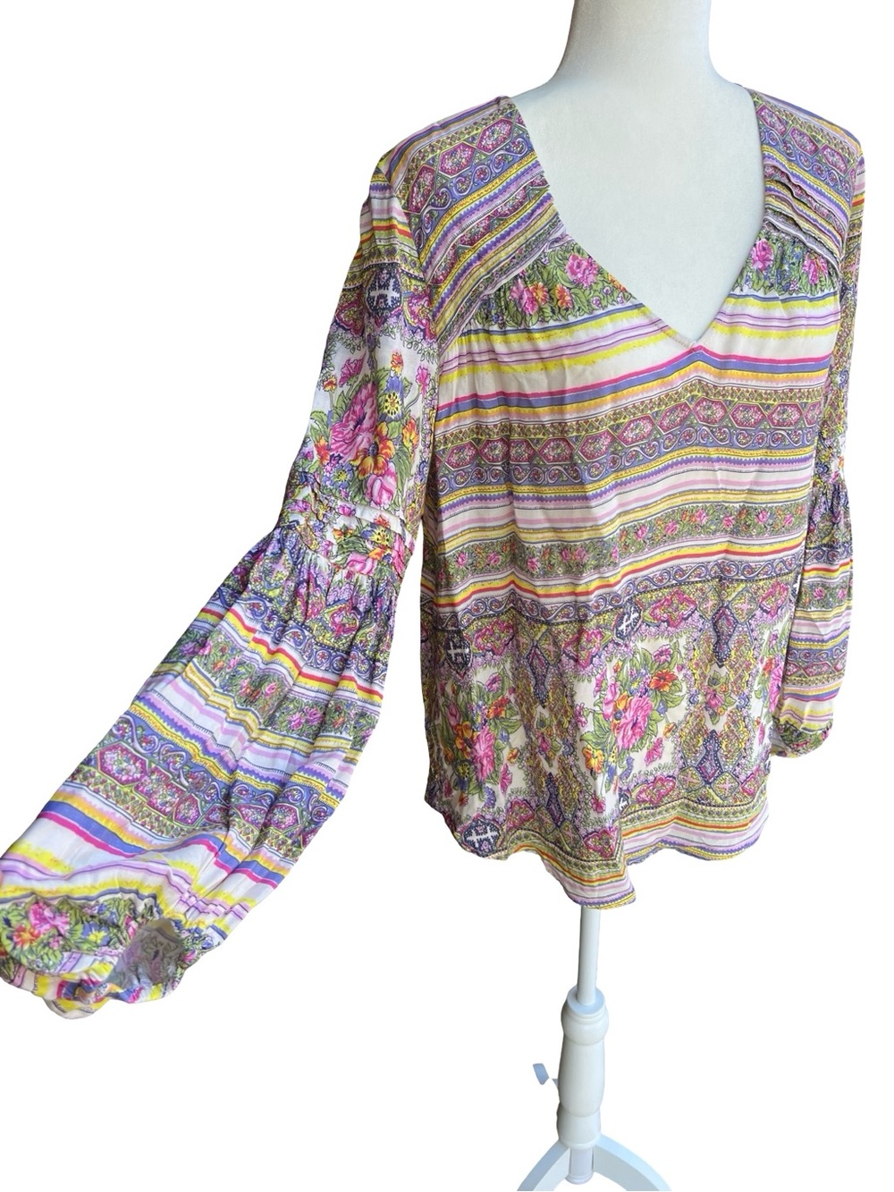Anthropologie Maeve Ceresco Peasant Boho Top‎ Floral Hippie S Blouse Indie Beach